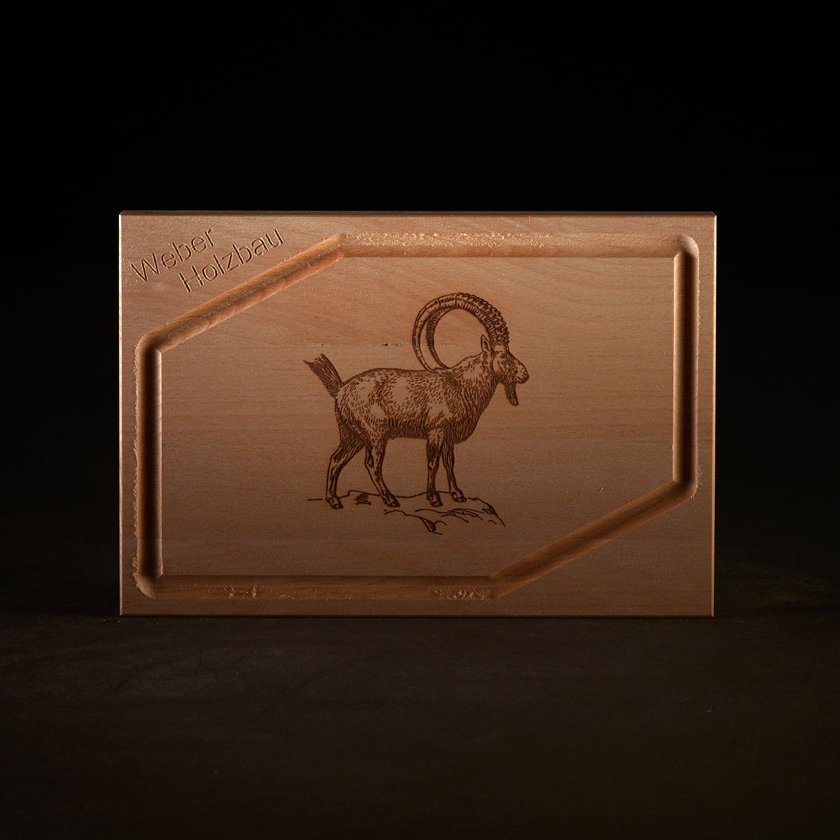 Holzbrett Steinbock mit Saftrille