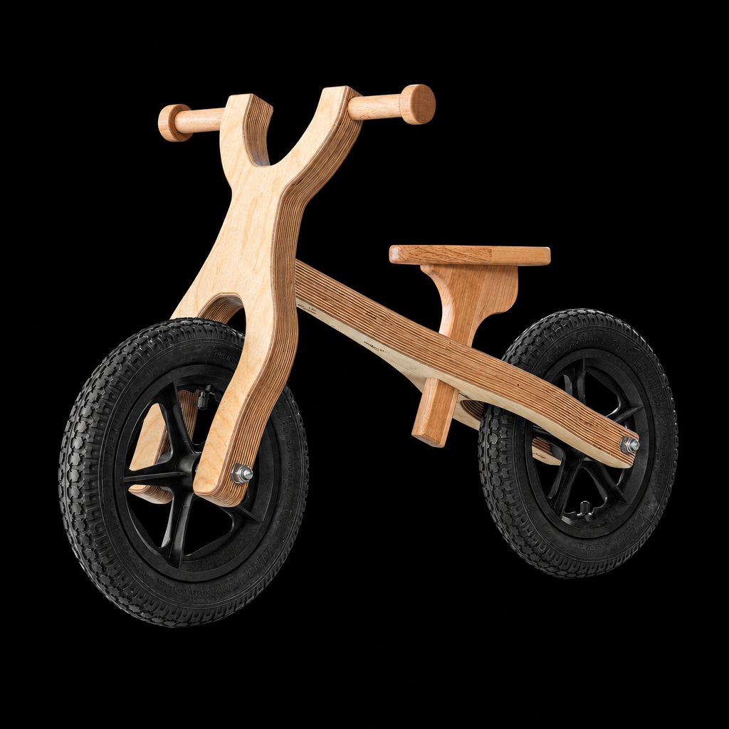 Laufvelo WoodRider aus Holz, quadratisches Produktfoto
